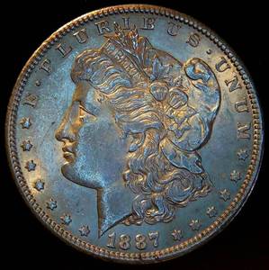lot 43 image: AU Better Date 1887 S Morgan Silver Dollar, Original Surfaces wsubtle Bronze Toning - Pretty Coin