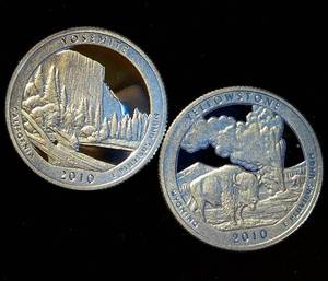 lot 49 image: (2) Proof 90% Silver ATB Quarters - 2010 Arizona & Wyoming