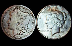 lot 56 image: 1901-O & 1923-S Silver Dollars