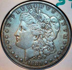 lot 59 image: VFVF 1880 O Morgan Silver Dollar, Original Surfaces