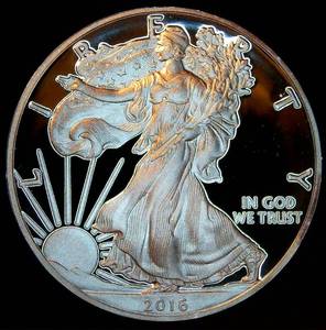 lot 78 image: Proof DCAM 1oz 2016 W Silver Eagle Dollar, only 641K Minted
