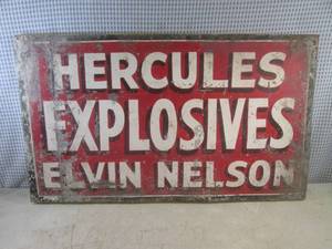 lot 4 image: (FS) 2 Vintage Metal Signs Hercule...