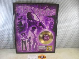 lot 8 image: (FS) Framed Jimi Hendrix 24K Gold P...