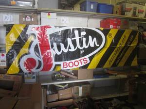 lot 21 image: (EW2) Justin Boots Banner 3 ft x 10...