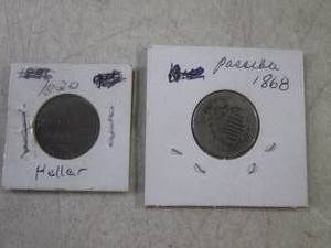 lot 44 image: (CNTR) 2 Antique Coins - 1820 Helle...