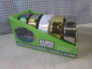 lot 132 image: (G-1) Display of 5 New Glass Ashtra...