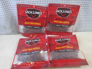 lot 189 image: (B-3) 4 Bags of Jack Links Spicy Re...