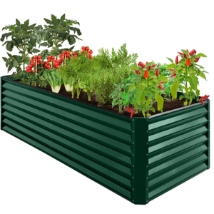 lot 8 image: Outdoor Metal Raised Garden Bed for Vegetables, Flowers, Herbs - 8x4x2ft (Dark Green)