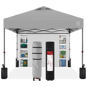 lot 11 image: One-Person Setup Instant Pop Up Canopy w Side Wall, Carrying Case - 10x10ft (Silver)