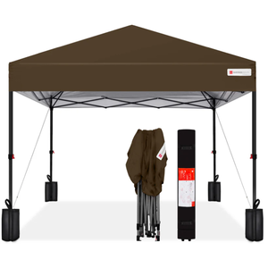 lot 24 image: One-Person Setup Instant Pop Up Canopy w Case, 4 Weight Bags - 12x12ft (Brown)
