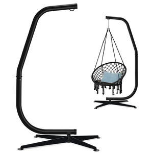 lot 25 image: Curved Hanging Hammock C-Stand w All-Weather, Steel Frame - (STAND ONLY)