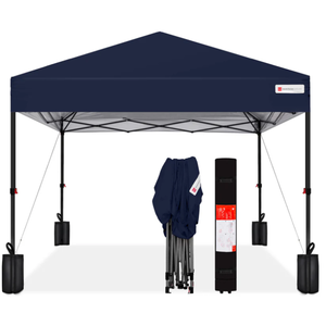 lot 27 image: One-Person Setup Instant Pop Up Canopy w Case, 4 Weight Bags - 12x12ft (Navy Blue)
