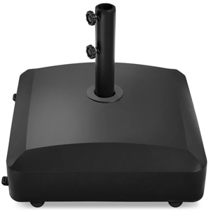 lot 81 image: Fillable Mobile Umbrella Base Stand w 4 Wheels, 2 Locks, 123lb Capacity (Black)