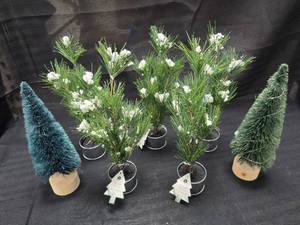 lot 217 image: 7 Small Christmas Trees for a Village or home Decor