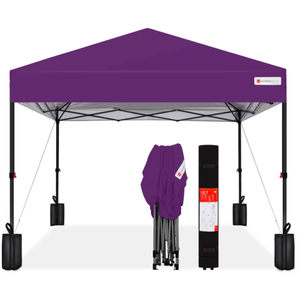 lot 107 image: One-Person Setup Instant Pop Up Canopy w Case, 4 Weight Bags - 12x12ft (Purple)