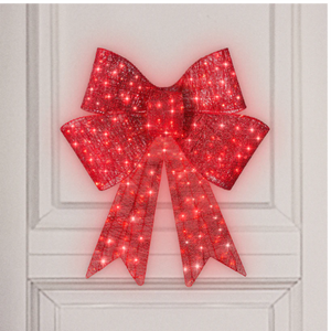 lot 148 image: 24 Pre-Lit Large Christmas Bow Decoration, Holiday Decor w 8 Functions