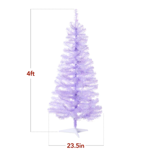 lot 155 image: Prelit Colorful Mini Spruce Christmas Tree w LED Lights - 4ft (Lavender)