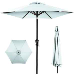 lot 157 image: Outdoor Steel Market Patio Umbrella Decoration w Tilt, Crank Lift - 10ft (Baby Blue)