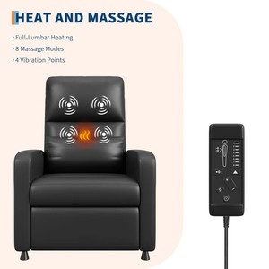 lot 174 image: Garvee Power Recliner Chair with Massage and Heat, Adjustable Electric Recliner Ergonomic Overstuffed PU Leather Single Sofa, 2 Side Pockets and USB Port, Home Theater Seating for Living Room