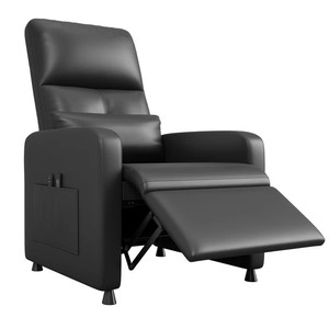 lot 212 image: Garvee Power Recliner Chair, Adjustable Electric Recliner Ergonomic Overstuffed PU Leather Single Sofa, Tall Back, Padded Seat, 2 Side Pockets and USB Port, Home Theater Seating for Living Room, Black