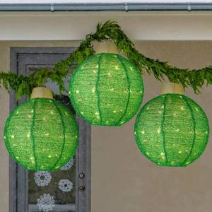 lot 60 image: 3-Piece Hanging Pop-Up Ornaments Outdoor Christmas Decor, LED Lights (Green)