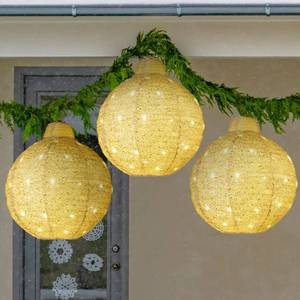 lot 61 image: 3-Piece Hanging Pop-Up Ornaments Outdoor Christmas Decor, LED Lights (Gold)