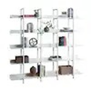 lot 94 image: 11.81 in. W x 70.87 in. H x 70.87 in. 5 Tier Metal Frame Bookcase Home Office Open MDF Board Bookshelf