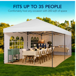 Pop Up Party Tent Canopy w/ 1-Button Easy Setup - 10x20ft (White)