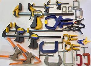 lot 58K image: G - Assorted Lot of 18 Hand Clamps and C-Clamps in Various Sizes