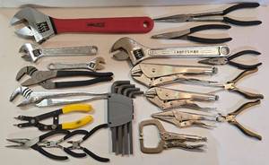 lot 67K image: G - Assorted Hand Tools Including Wrenches, Pliers, and Hex Keys
