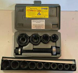 lot 80K image: G - Harbor Freight Metal Punch Kit and 10-Piece 12 Inch Impact Socket Set