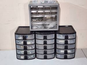 lot 123 image: (4) Assorted Fastener Organizers with Contents