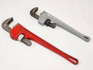 lot 130 image: (2) Large Plumbers Pipe Wrenches