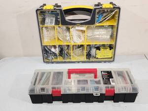 lot 224 image: (2) Portable Carrying Organizers with Electronic Parts Included
