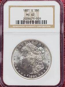 1881-S Morgan Silver Dollar NGC MS62
