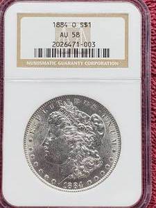 1884-O Morgan Silver Dollar NGC AU58