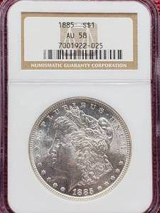 lot 6 image: 1885 Morgan Silver Dollar NGC AU58