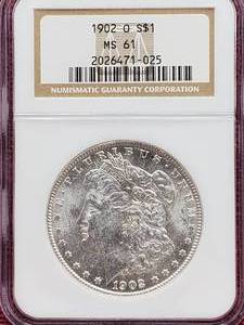 lot 11 image: 1902-O Morgan Silver Dollar NGC MS61