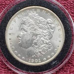 lot 49 image: 1901-O Morgan Silver Dollar in irtite, High Grade