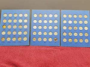 lot 82 image: 75 Roosevelt Dimes in Old Folder--90% Silver