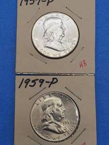 lot 101 image: 2 BU Franklin Half Dollar--90% Silver