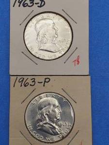 lot 105 image: 2 BU Franklin Half Dollar--90% Silver