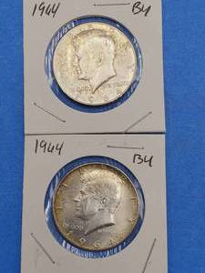 lot 106 image: 2 Kennedy Half Dollars--90% Silver, Beautiful Coins