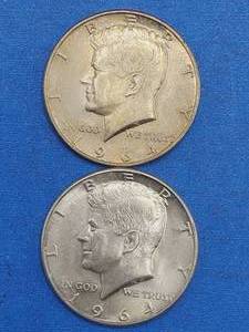 lot 110 image: 2 Kennedy Half Dollars--90% Silver, Beautiful Coins