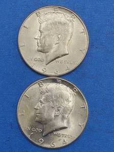 lot 111 image: 2 Kennedy Half Dollars--90% Silver, Beautiful Coins