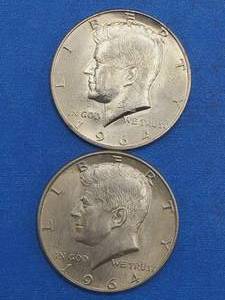lot 115 image: 2 Kennedy Half Dollars--90% Silver, Beautiful Coins