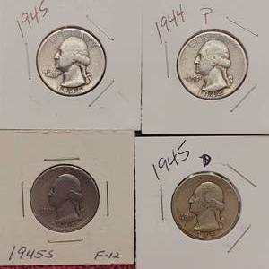 lot 125 image: 4 Washington Quarters--90% Silver