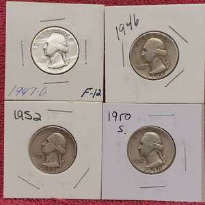 lot 126 image: 4 Washington Quarters--90% Silver