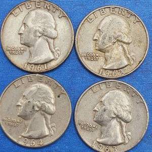 lot 131 image: 4 Washington Quarters--90% Silver