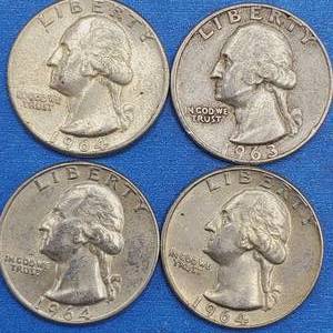 lot 132 image: 4 Washington Quarters--90% Silver